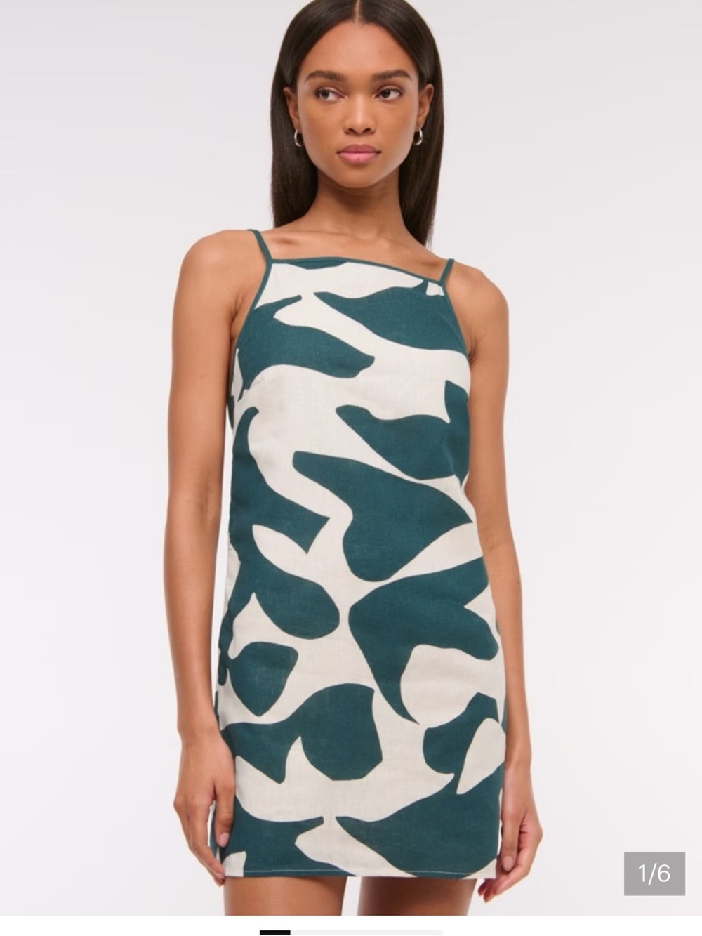 Abercrombie & Fitch Teal and Cream Abstract Slip Mini Dress